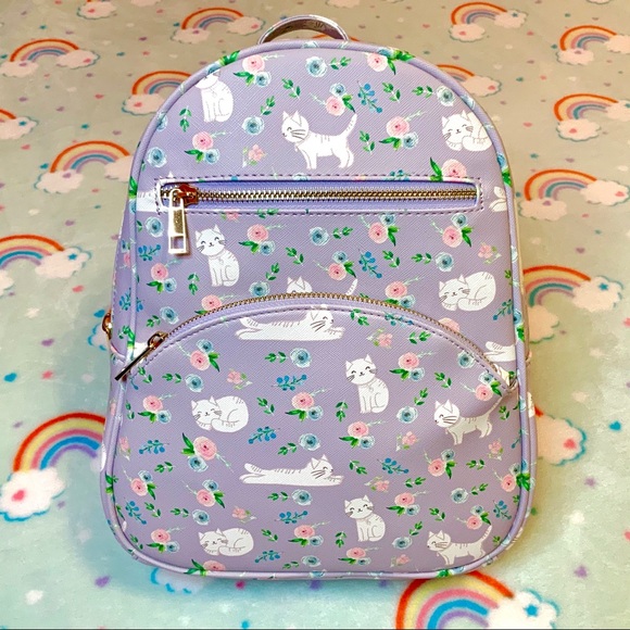 SOLD Under One Sky Cats Kittens Rosebuds Mini Backpack - Picture 5 of 15